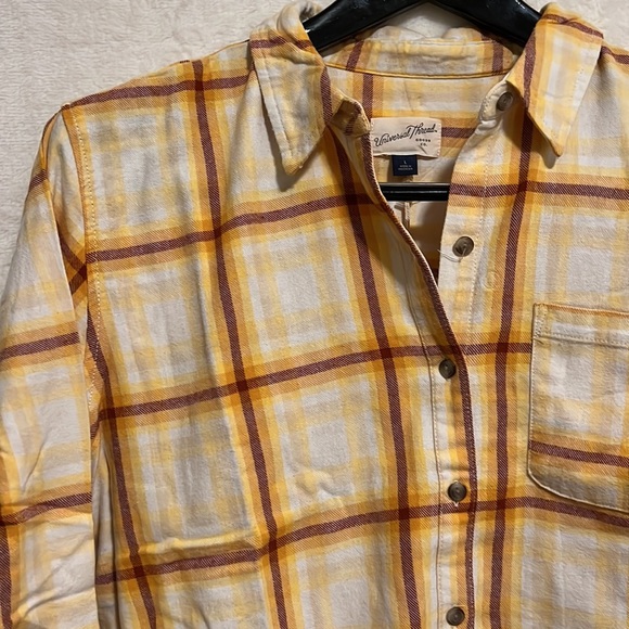 Womens Yellow and Maroon Long Sleeve Flannel - Picture 3 of 5